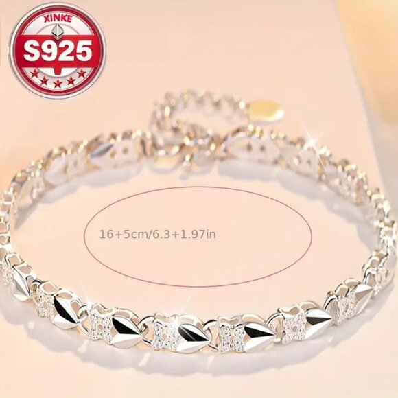 Jewelry - New 925 Sterling Silver Elegant Bracelet - Flowers & Leaves